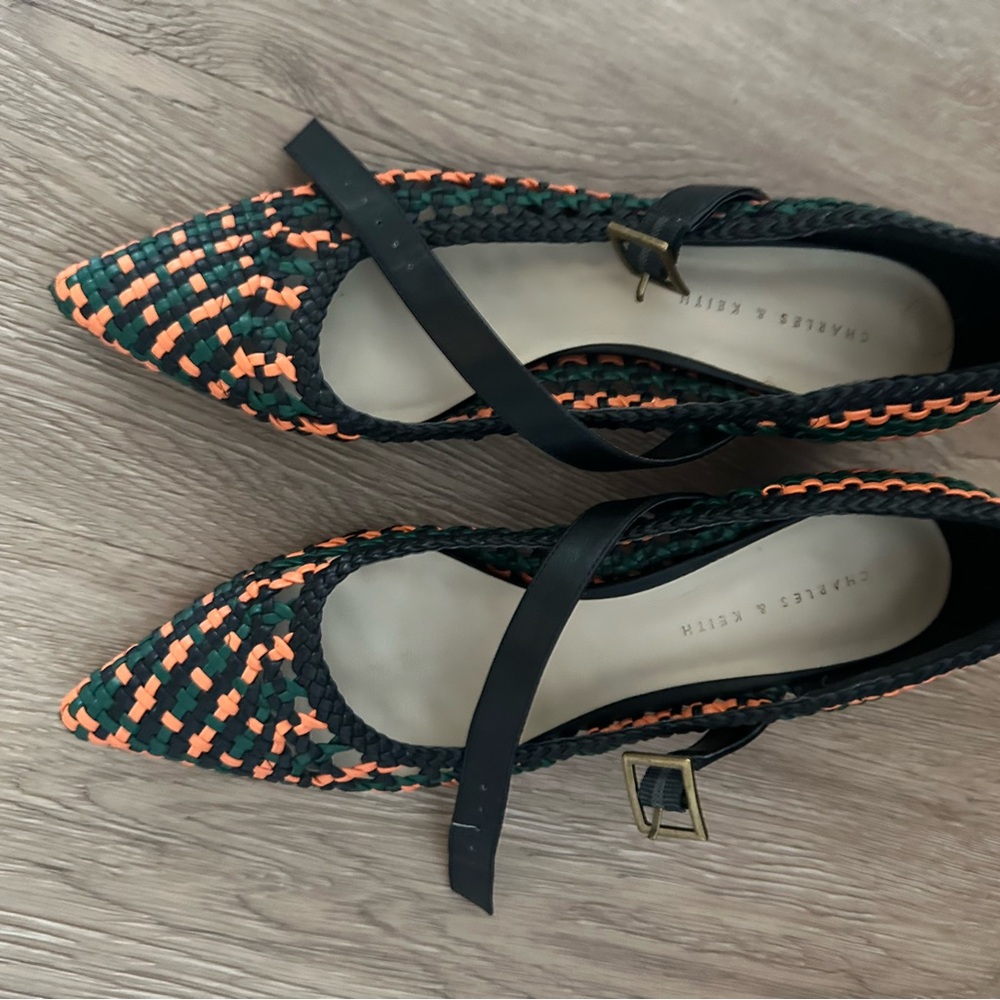 Charles & Keith Woven Black and Orange Flats